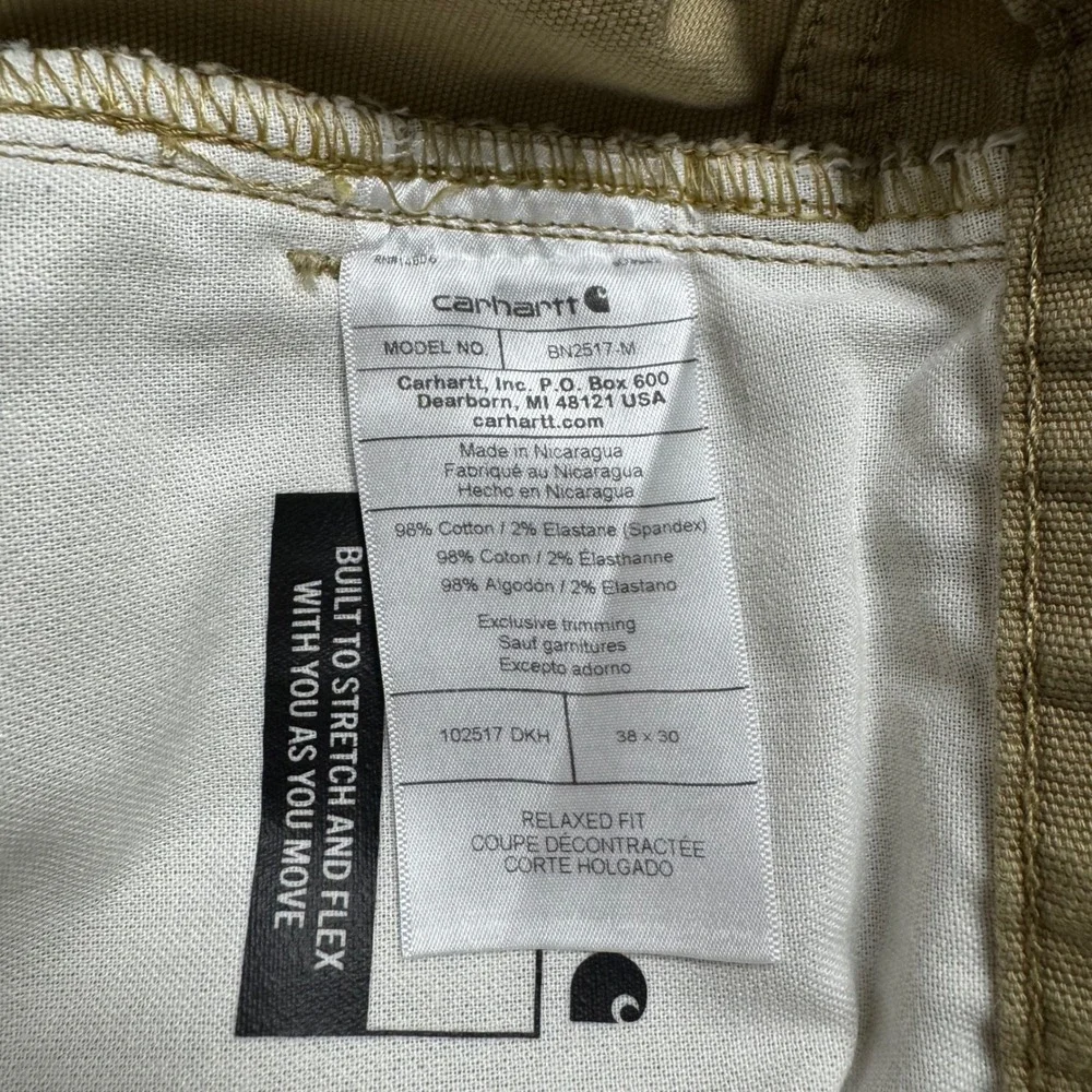 Carhartt Rugged Flex Work Pants Mens 38x30 Tan Relaxed Fit 102517 DKH Canvas